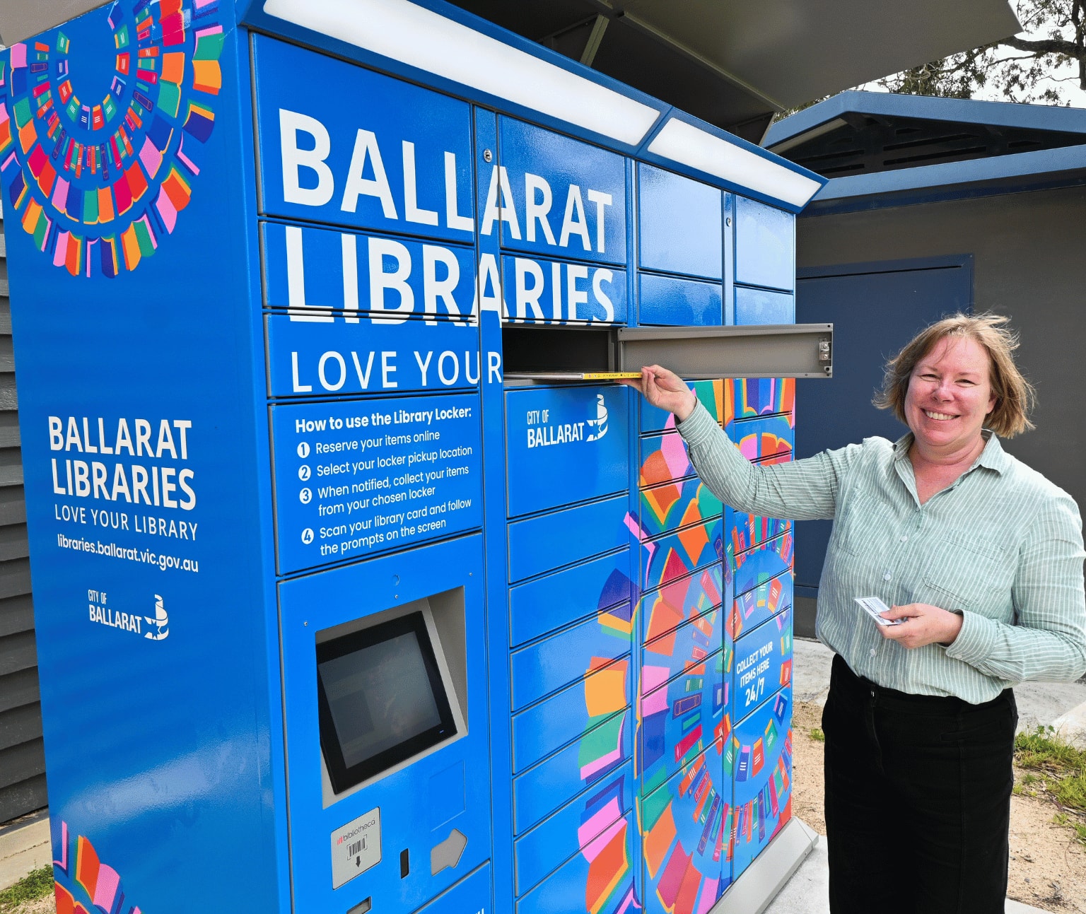 Photo of a someone using the Library Locker.